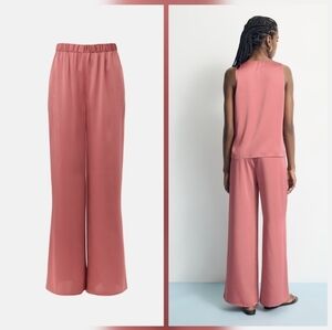 Rosetta Getty Wide Leg Satin Pull On Pants Size XS